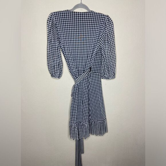 Ganni Gingham Mini Black White Dress Checkered Ruffled Size 4 - Picture 9 of 12